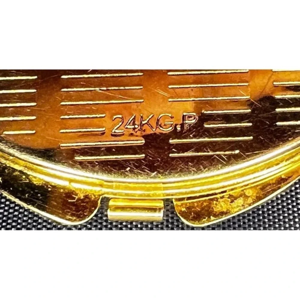 Mother‎ of Pearl Floral Double Compact Pocket Hand Mirror 24k G.P